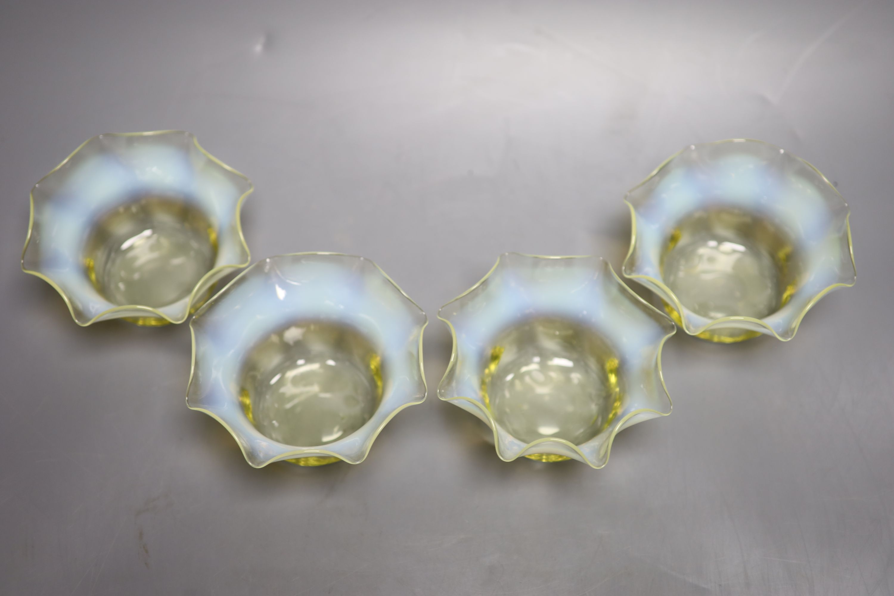 Four Edwardian vaseline finger bowls